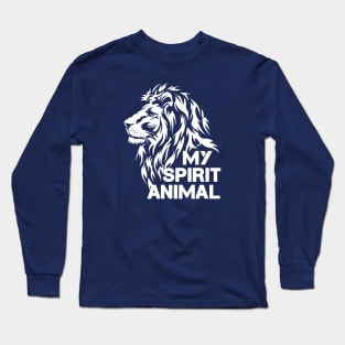 Lion is my spirit animal, white brave lion, birthday gift idea Long Sleeve T-Shirt